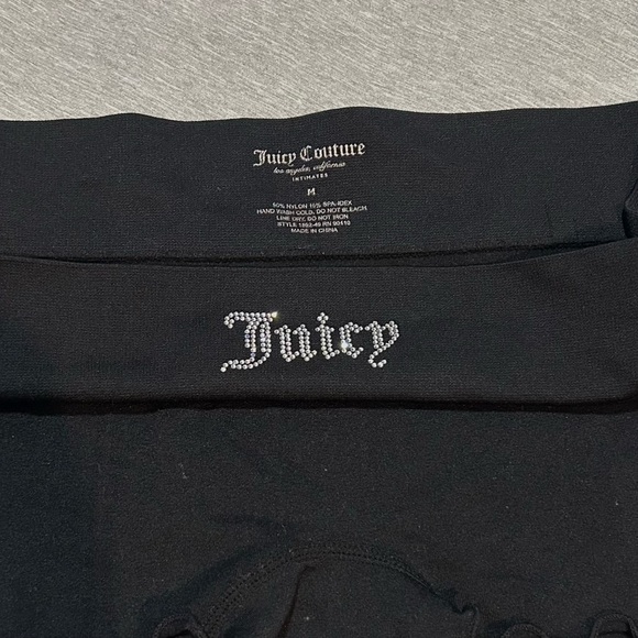 Juicy Couture Rhinestone Logo Bra & Boyshort Set Black Y2K 34C M - Picture 7 of 8